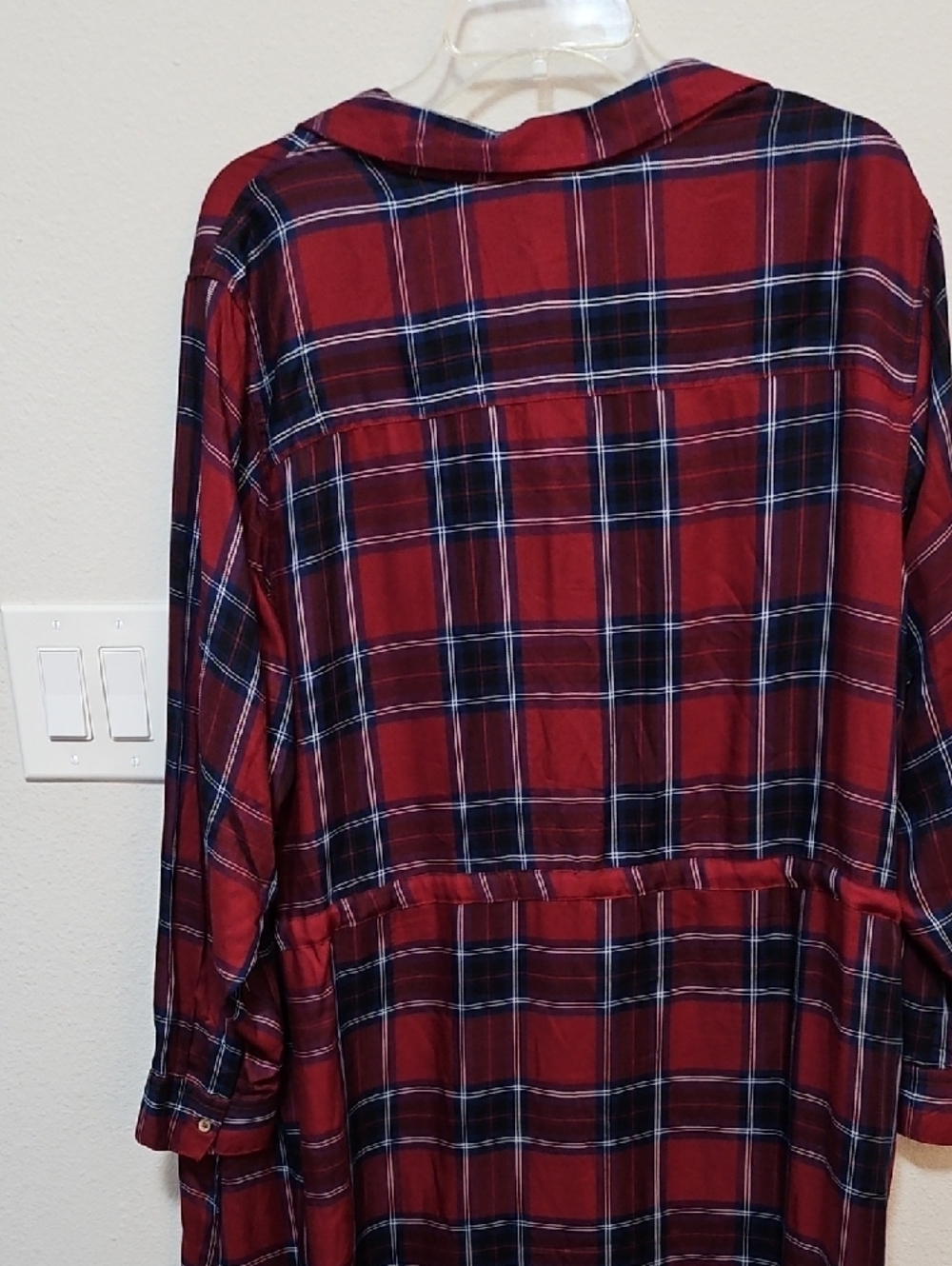 Old Navy Red and Navy Plaid Shirt Dress - Picture 4 of 4